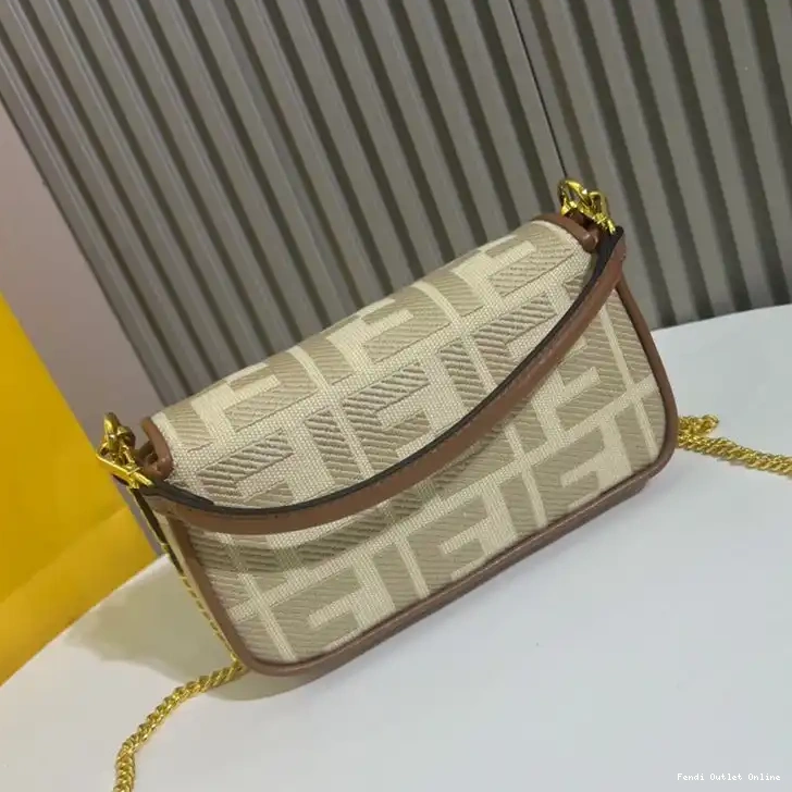 Affordable Bag Fendi Mini Beige FF Motif Baguette Canvas In 0604